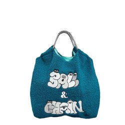 Ball Chain Embroidered Plush Eco Shopping Bag Minimalist Commuter Shoulder Tote
