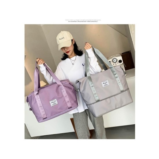 Travel Duffel Bag with Wet/Dry Separation, Foldable Sports Shoulder Bag, Waterproof Gym Bag for Men and Women, Carry-On