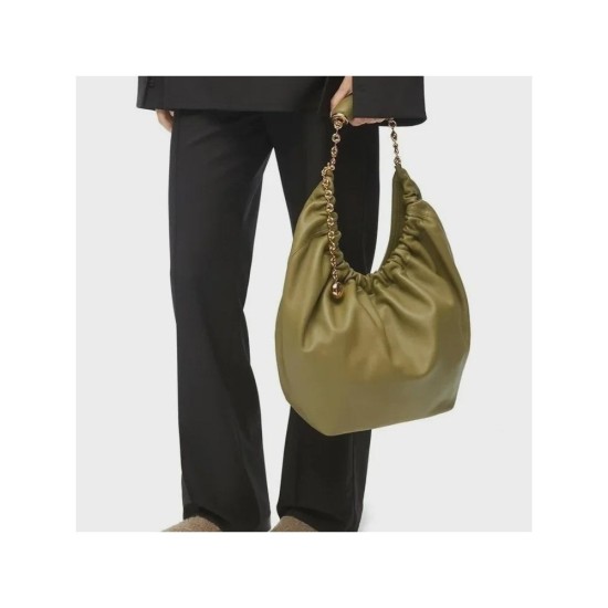 Luxury Genuine Leather Donut Chain Bucket Bag for Women - Soft Cowhide Shoulder Tote for Commute