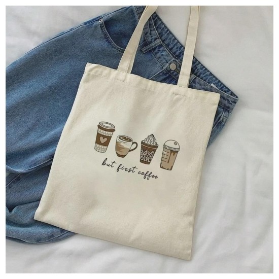 Canvas Coffee Tote Bag - Casual Everyday Carryall for Work and Travel