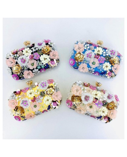 Women Evening Clutch Bag Beaded Floral Handbag Clutch Bag Party Prom Purse