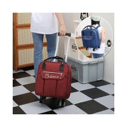 Rolling Wheel Travel Duffel Bag | Detachable Wheels, Backpack Straps, Foldable & Expandable Carry-On Luggage