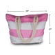 Canvas Tote Shoulder Bag for Pool and Beach with Top and Inner Zipper Rope Handles with Waterproof Bag for Phone Include